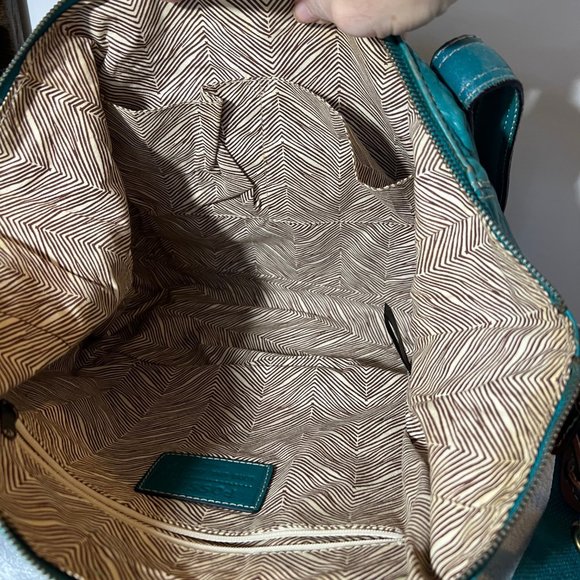 Fossil-Shoulder/Tote Leather Purse-Turquoise/Aqua Greenish Blue-Rare-Large - Picture 16 of 16